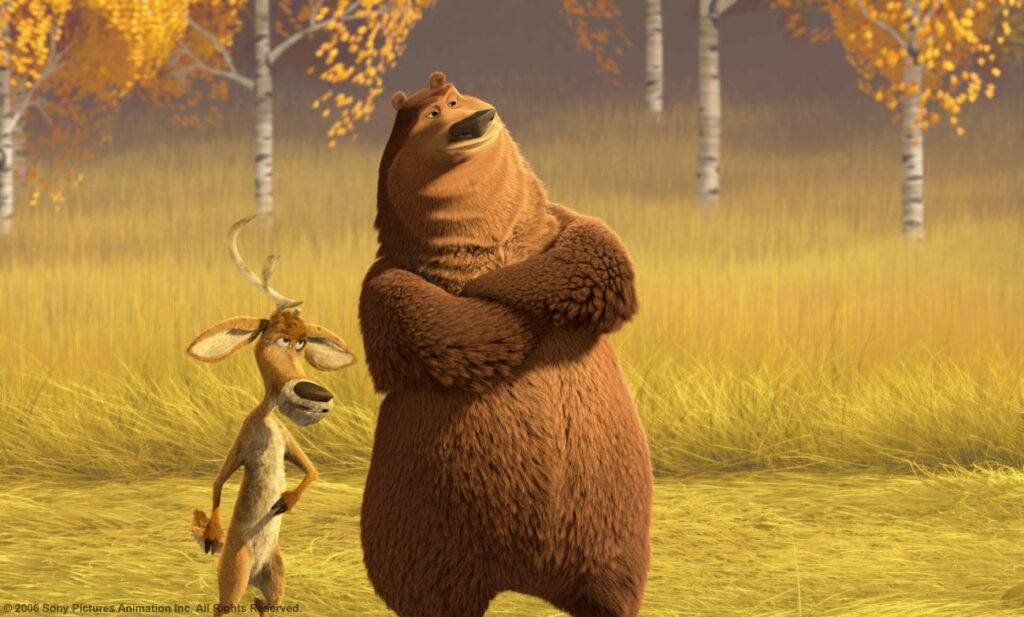 Autumn Adventure: Boog & Elliot in Serene Forest Wallpaper