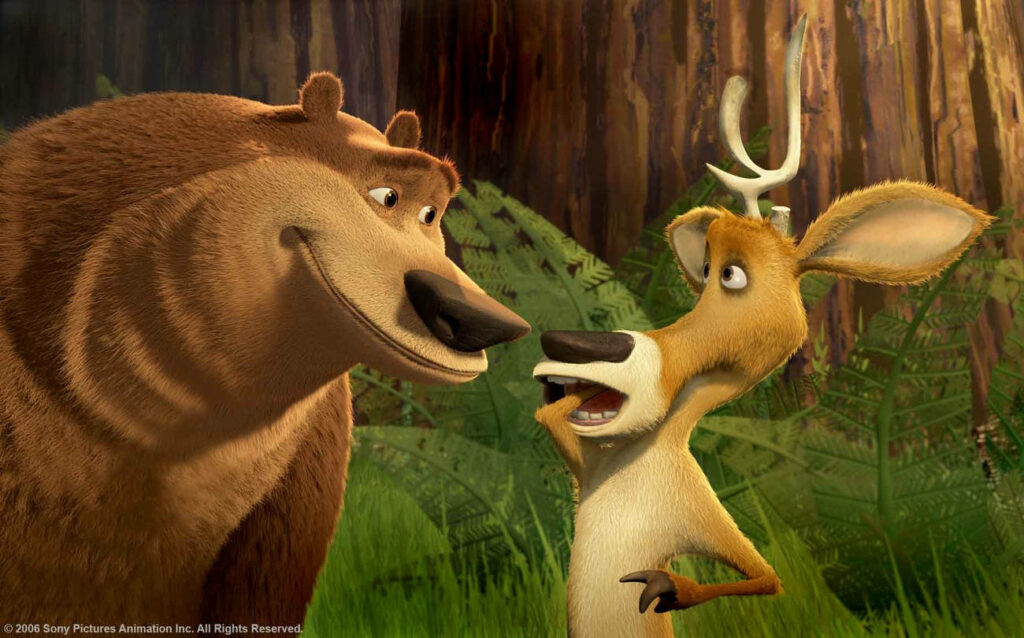 Boog & Elliot: Fun Friendship Wallpaper in a Lush Forest Background