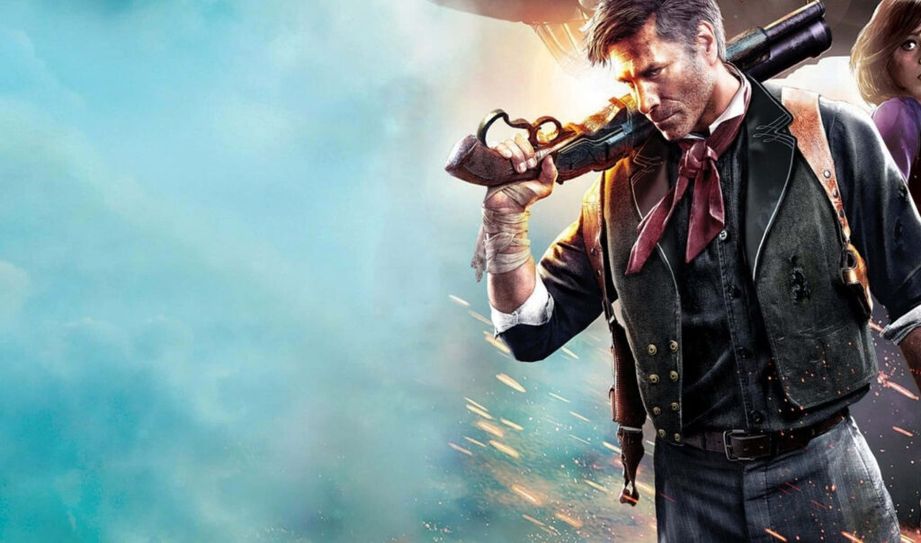 Booker DeWitt Wallpaper: Epic Sky & Intense Action from BioShock Infinite