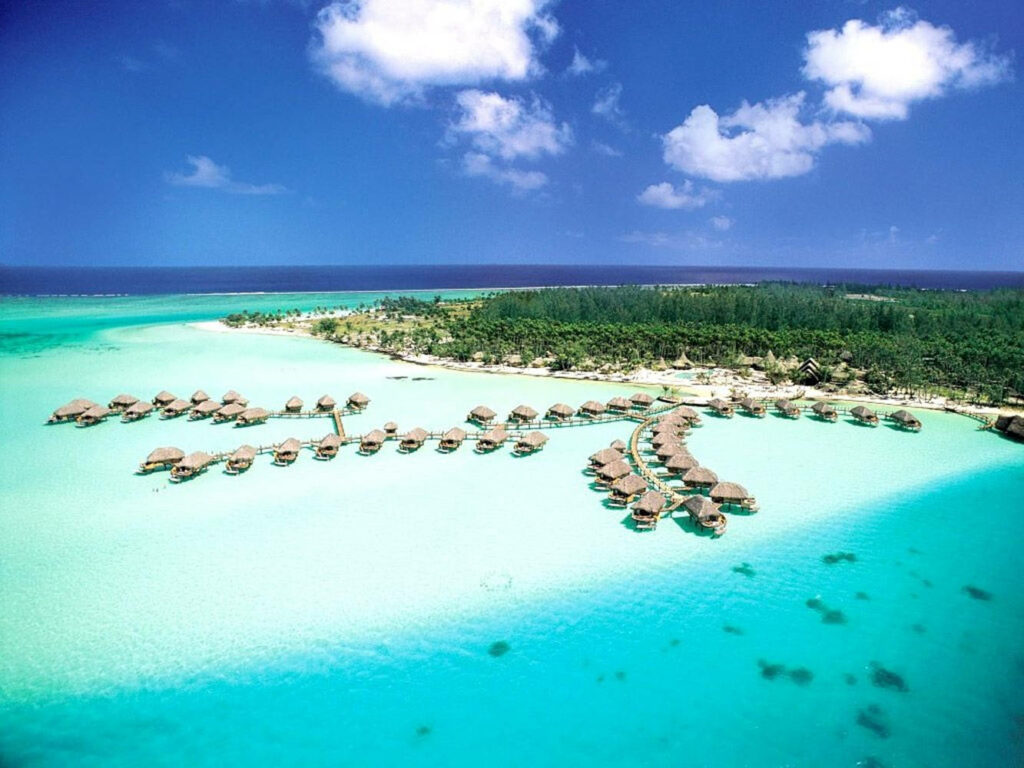 Stunning Bora Bora Aerial Wallpaper: Turquoise Waters & Bungalows