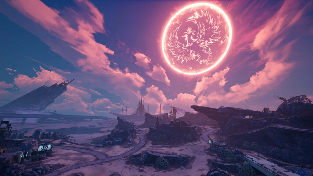 Borderlands 3 Wallpaper: Stunning Alien Landscape with Vibrant Colors and Futuristic Ruins
