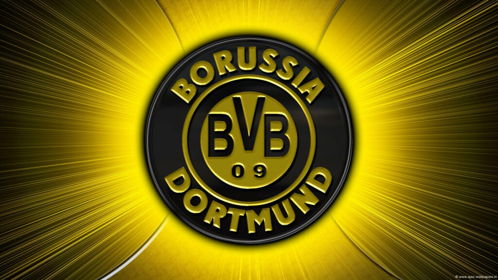 Borussia Dortmund emblem glowing golden light wallpaper showcasing club pride and glory background