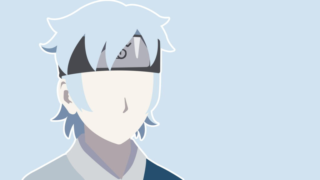 Mitsuki Boruto anime wallpaper minimalist vector art light blue hair ninja headband HD background