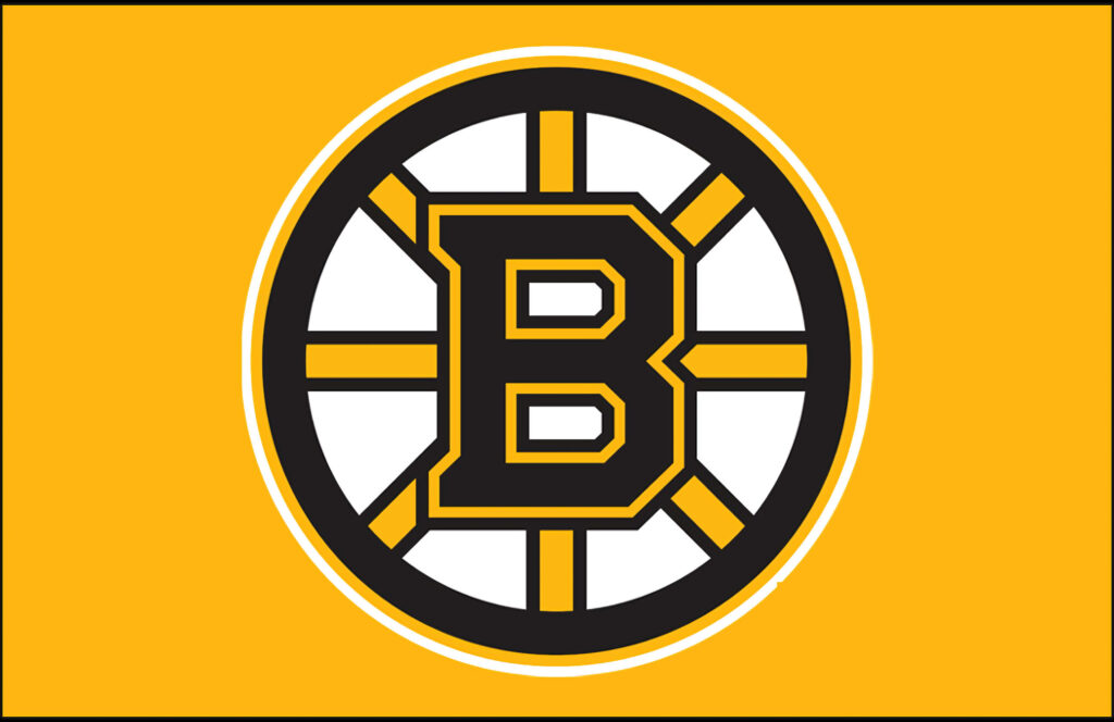 Boston Bruins iconic logo centered on vibrant yellow background bold black and gold NHL design Wallpaper