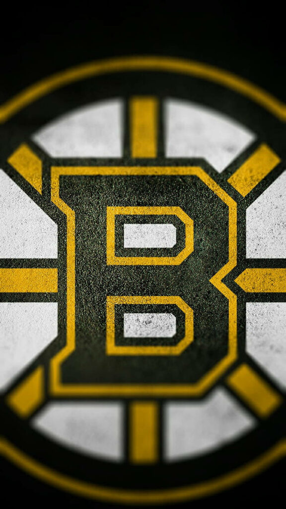Boston Bruins official primary logo on textured dark background in black gold and white colors Wallpaper