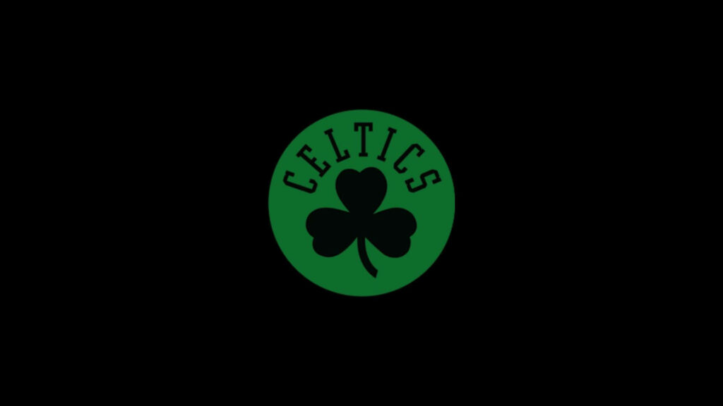 Boston Celtics logo wallpaper with green shamrock on black background modern NBA design