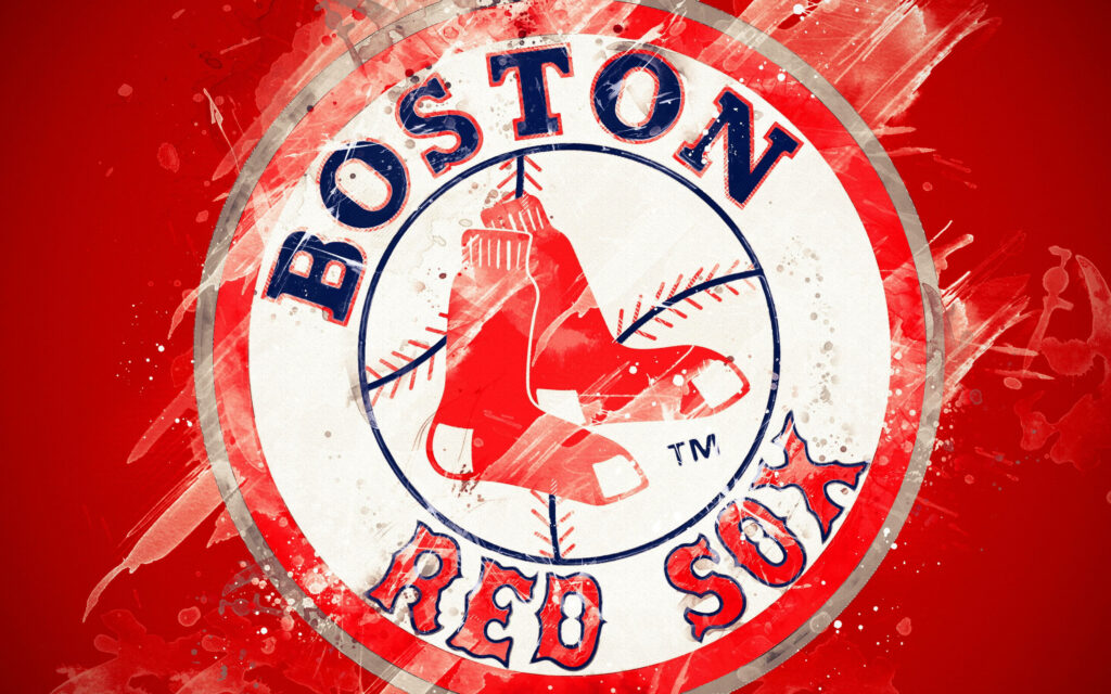 Boston Red Sox logo wallpaper bold red white splash effect energetic baseball background