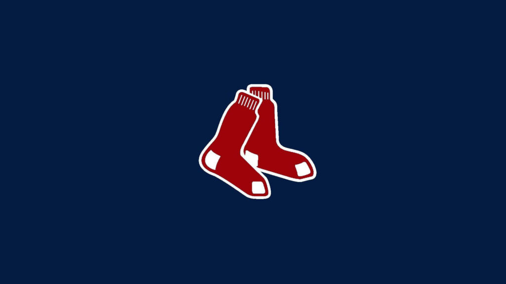 Boston Red Sox logo wallpaper with classic red socks on solid navy blue background