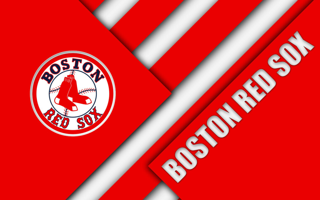 Boston Red Sox logo with bold red and white stripes dynamic wallpaper background