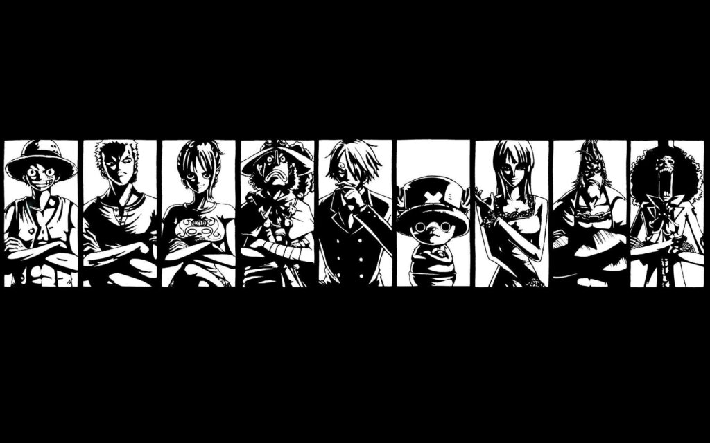 One Piece Heroes Setting Sail: The Majestic Strawhat crew atop the Going Merry in the East Blue Ocean Wallpaper