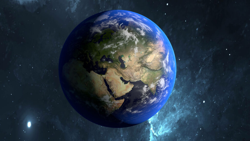 Vibrant Reflections: Mesmerizing 4k Earth Amidst Infinite Cosmos - Stunning Spacecraft Capture Wallpaper