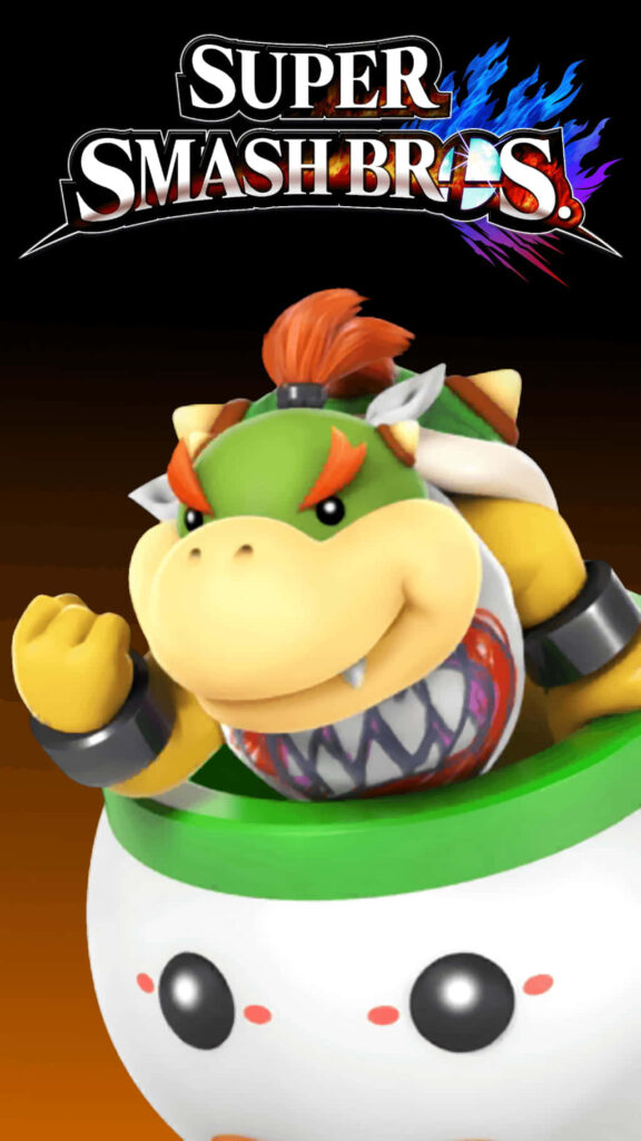 Bowser Jr in clown car artwork vibrant green yellow Super Smash Bros action video game wallpaper