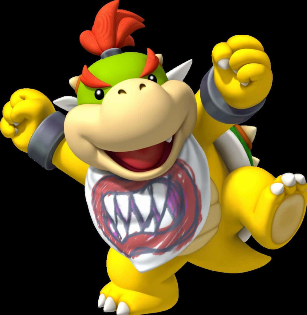 Bowser Jr fierce pose vibrant wallpaper bold colors dynamic design high definition cartoon style