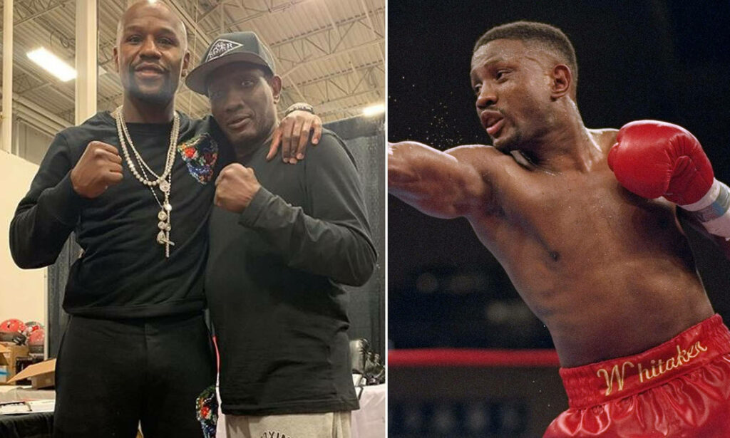 Boxing Legends Wallpaper: Whitaker & Mayweather Iconic Action & Pose