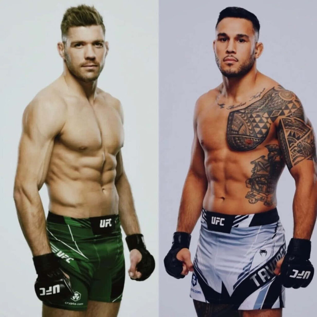 Brad Tavares vs Dricus Du Plessis UFC fighters face off high-resolution intense expressions wallpaper