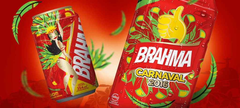 Brahma beer wallpaper 2016 Carnaval festive design with tropical red background and cans