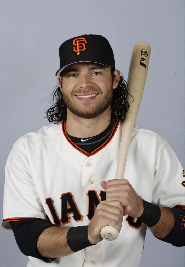Brandon Crawford smiling in white jersey black cap holding bat San Francisco Giants MLB wallpaper