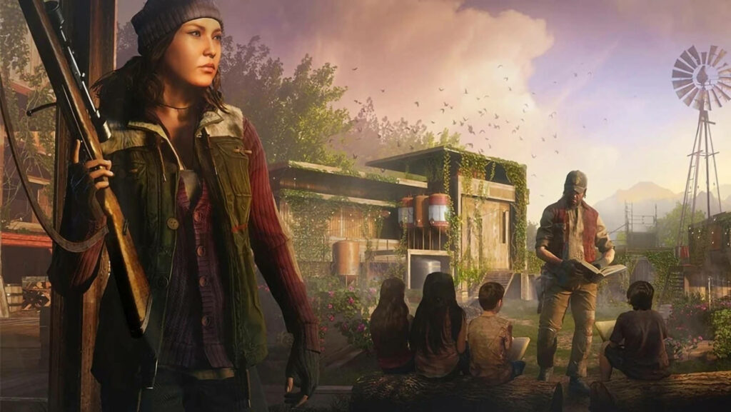 Empowering Nick Rye Inspiring the Resilient Far Cry New Dawn Survivors with Carmina Rye, Capturing the Vibrant Ambience of the Prosperity Base Wallpaper