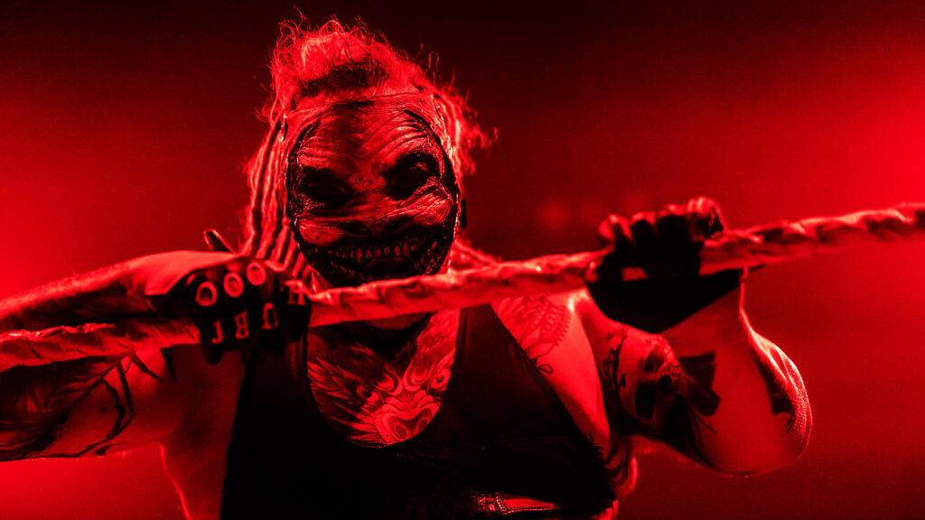 Bray Wyatt The Fiend digital wallpaper red lighting sinister mask detailed tattoos wrestling ring