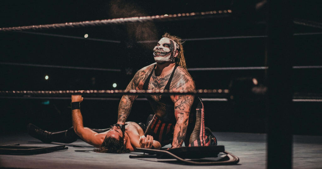 Bray Wyatt The Fiend WWE wrestling match intense lighting dramatic ring powerful action wallpaper