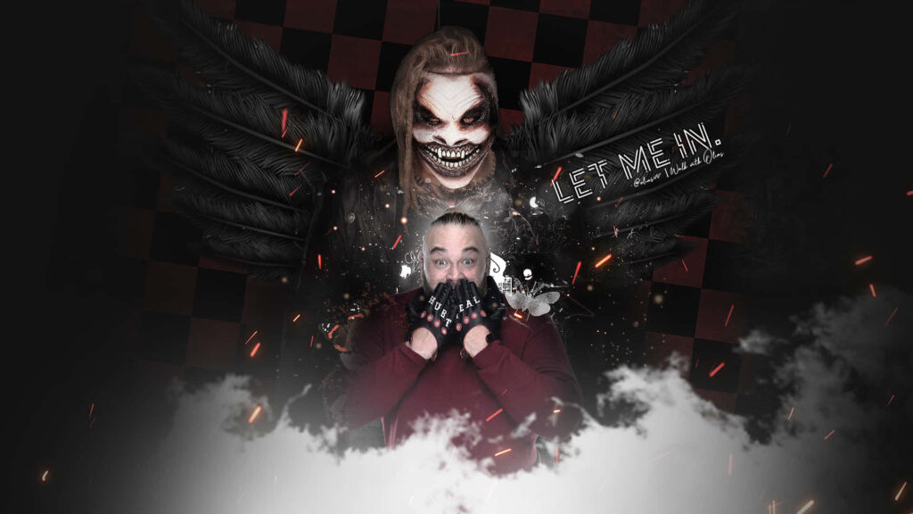 Bray Wyatt The Fiend Let Me In wallpaper dark intense design glowing embers smoke wings