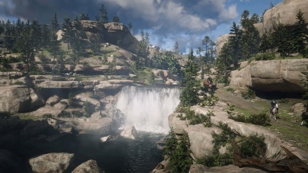 Breathtaking 4K Waterfall Wallpaper in Rugged Wilderness Background