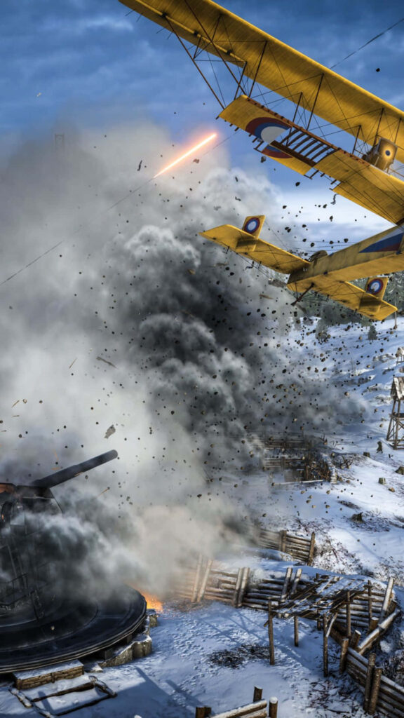Aerial Devastation: Explosive Encounter in Battlefield 1 Wallpaper