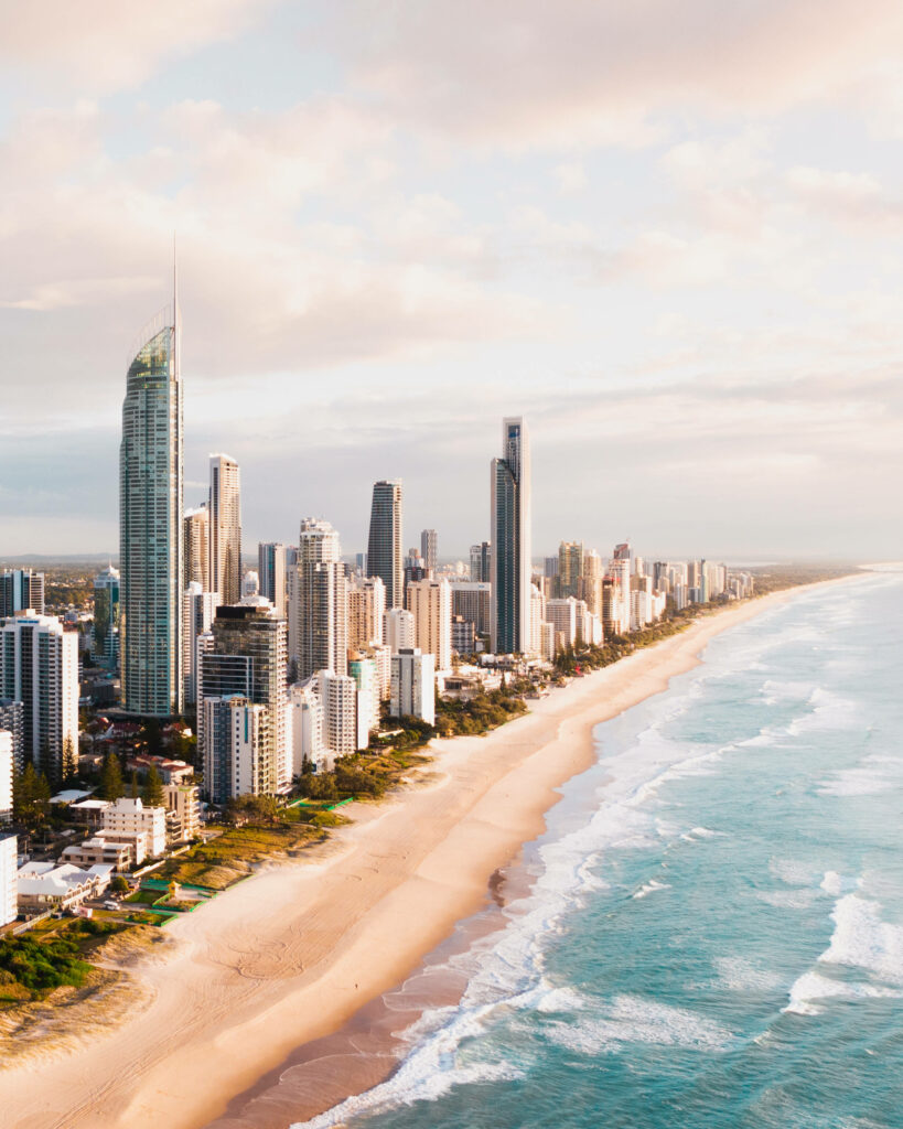 Ignite Your Screen: Stunning Gold Coast Skyline Aerial Wallpaper