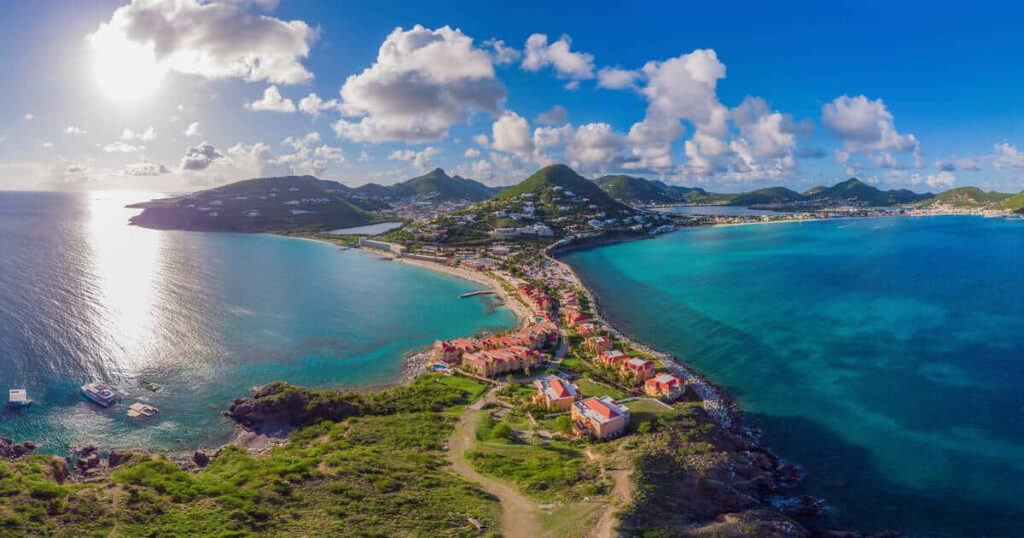 Breathtaking Caribbean Island Aerial View - Tropical Escape Wallpaper