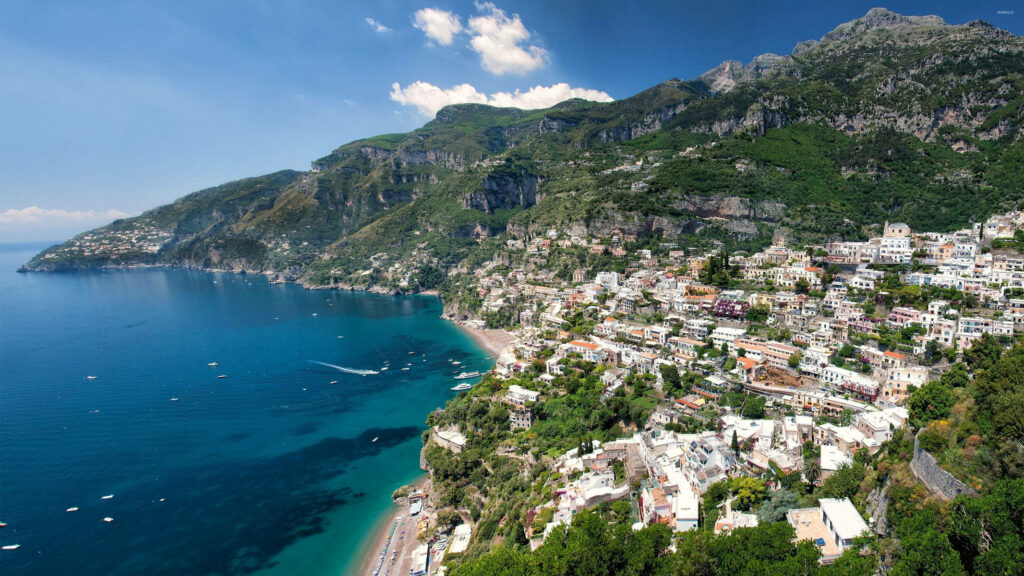 Breathtaking Amalfi Coast Drone View - Stunning Wallpaper Background
