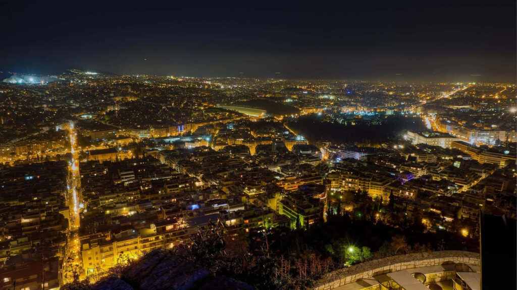 Breathtaking Athens Night View from Mount Lycabettus - Wallpaper