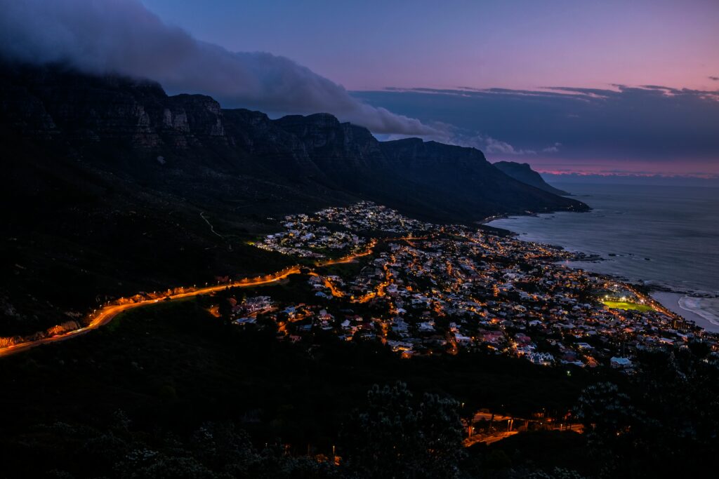 Stunning Evening Village Coastline Wallpaper - Cape Town, South Africa