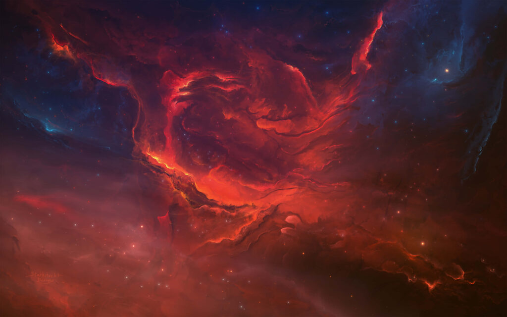 Stunning Cosmic Nebula Wallpaper: Reds, Blues & Twinkling Stars