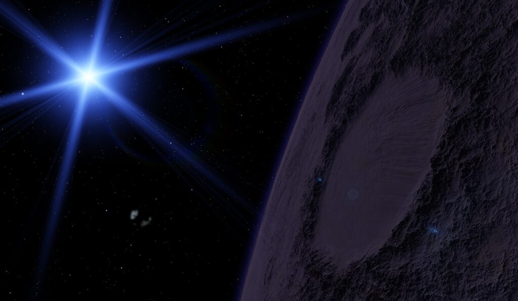 Breathtaking Cosmic Wallpaper: Glowing Star & Textured Planet Background