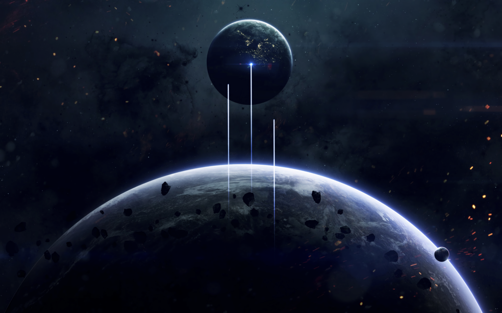 Stunning Cosmic Wallpaper: Two Planets in Starry Expanses