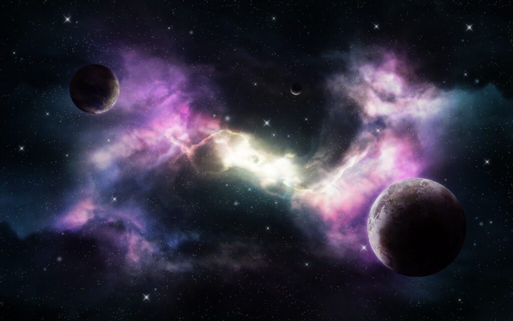 Breathtaking Cosmic Wallpaper: Vivid Nebula & Distant Planets