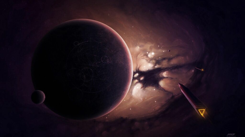 Deep Space Wallpaper: Dramatic Planet, Moon, and Vibrant Nebula