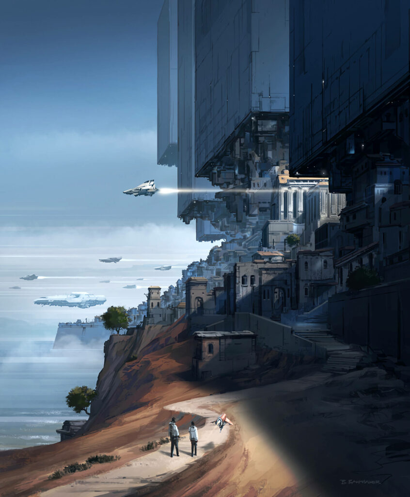 Futuristic Cityscape Wallpaper: Innovation Meets Serenity