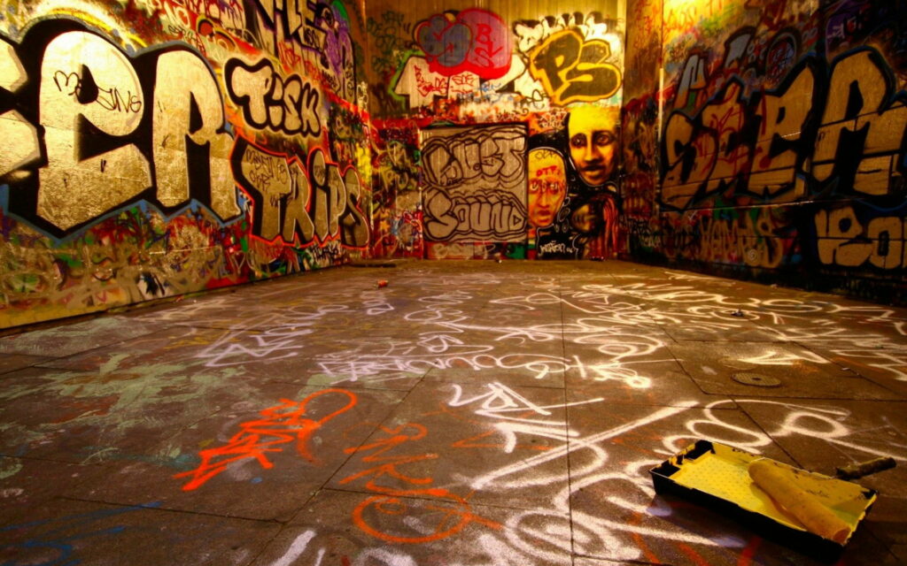 Colorful Chaos: A Vibrant Graffiti Wonderland in HD Wallpaper