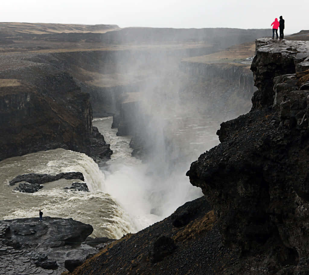 Misty Gullfoss Waterfall: Stunning Icelandic Landscape Wallpaper