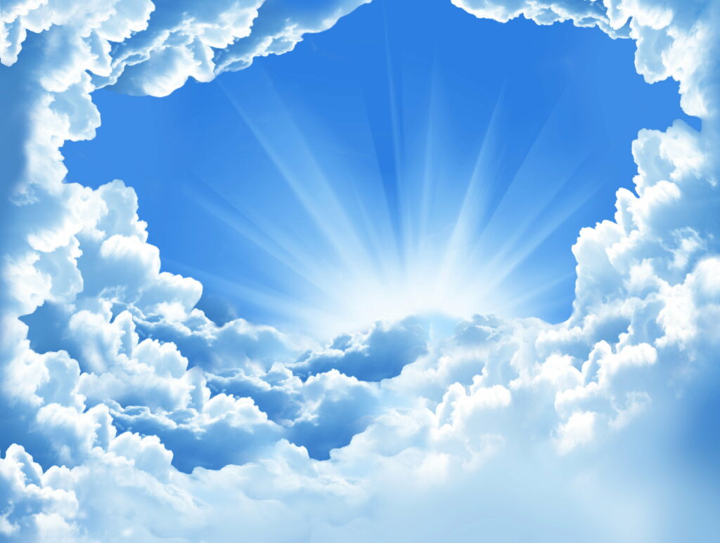 Breathtaking HD Sky Wallpaper with Fluffy Clouds & Radiant Sunshine