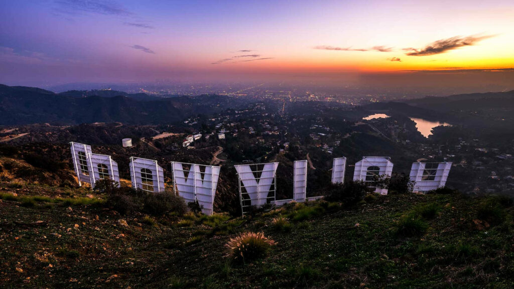 Stunning Hollywood Sign Sunset Wallpaper for Your Background