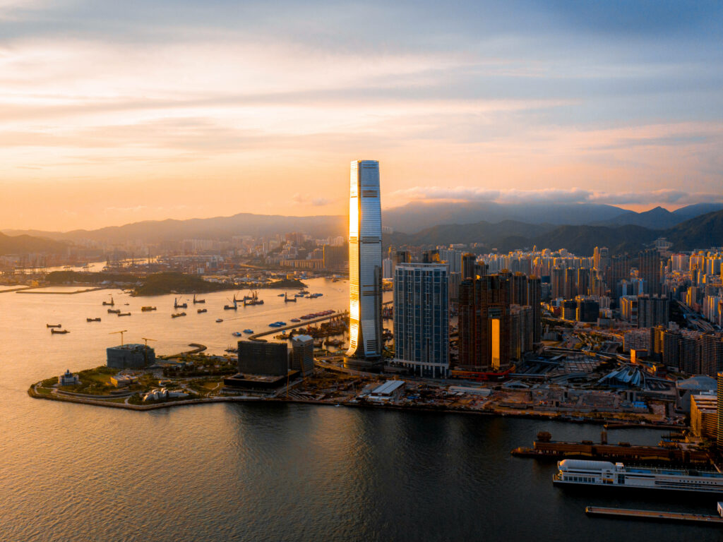 Breathtaking Hong Kong Skyline Sunset Wallpaper - West Kowloon View