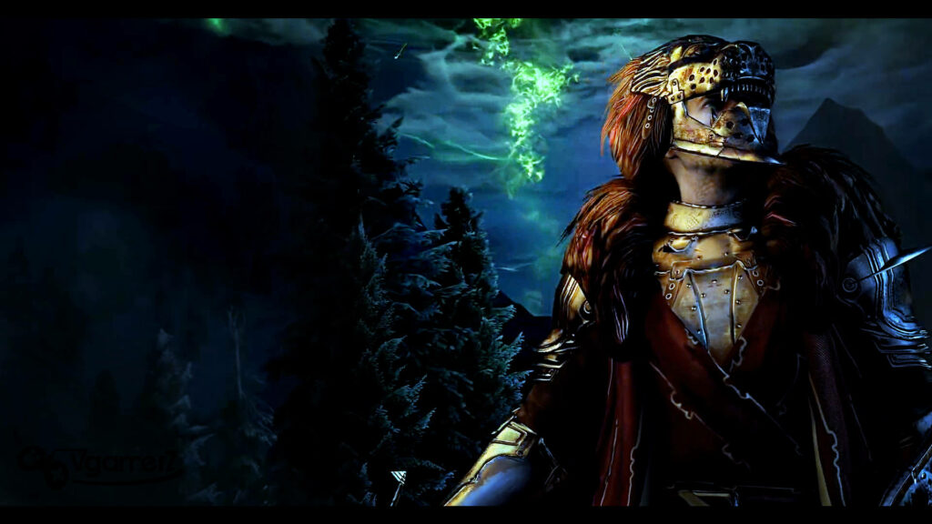 Roaring Majesty: Captivating Cullen Stanton Rutherford donning a Lion's Helm in the Enchanting World of Dragon Age Inquisition Wallpaper