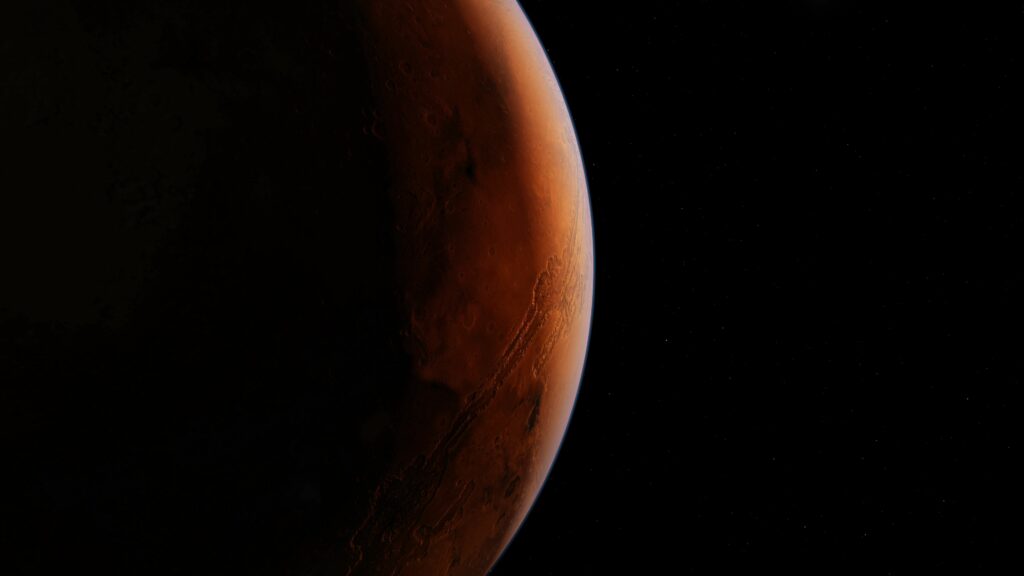 Breathtaking Mars Wallpaper: Rugged Red Planet in Space
