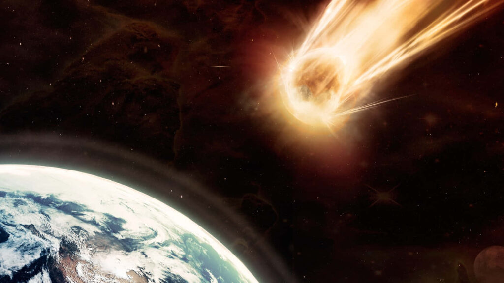 Streaking Meteor Night Sky Wallpaper: Cosmic Beauty Background