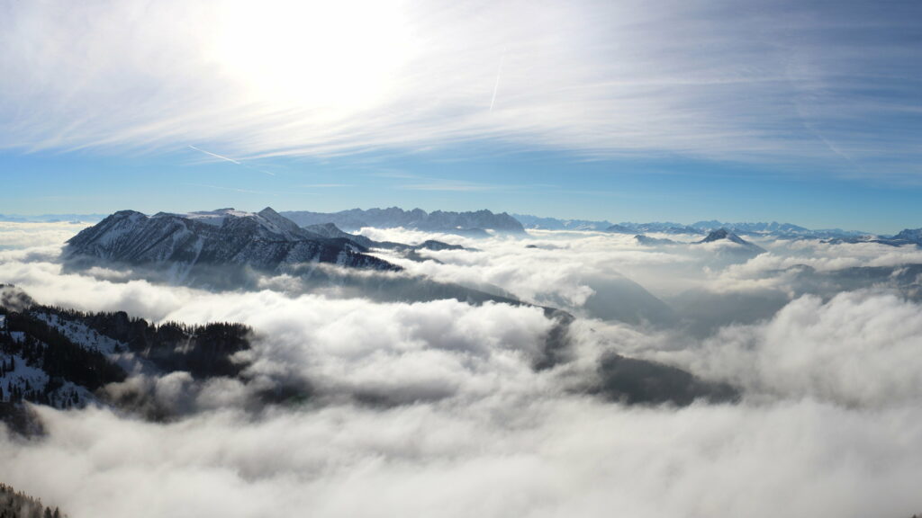 Stunning Mountain Landscape HD Wallpaper - Ethereal Cloudy Background
