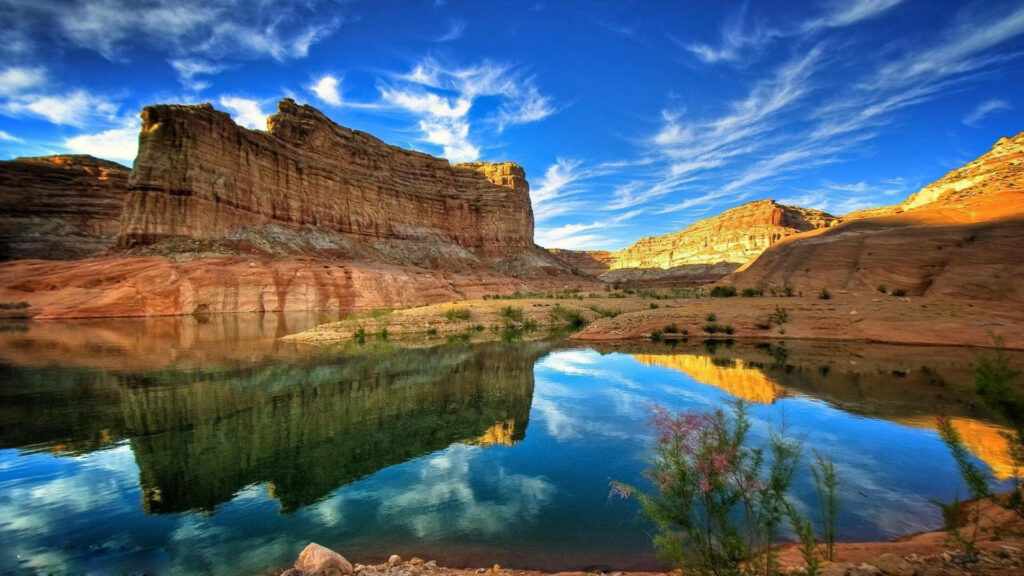 Breathtaking Natural Landscape Wallpaper: Cliffs & Reflections