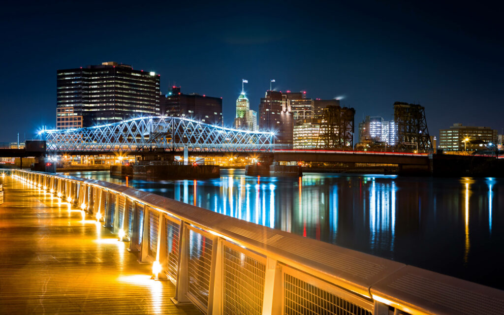 Stunning Newark Jackson Street Bridge Night View - Wallpaper Background