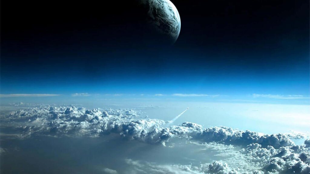 Stunning Earth Wallpaper: Outer Space with Distant Moon View